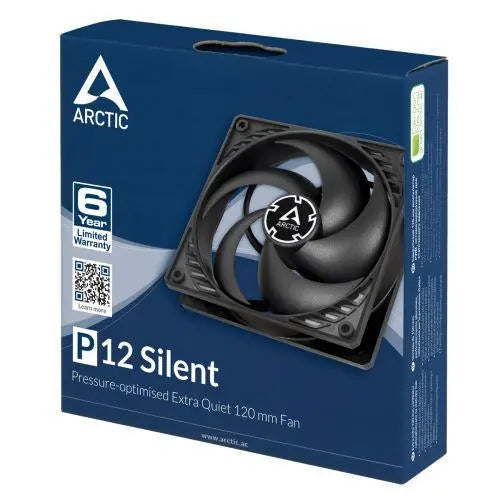 Arctic P12 Silent Pressure Optimised 12cm Case Fan, Black, Fluid Dynamic - X-Case