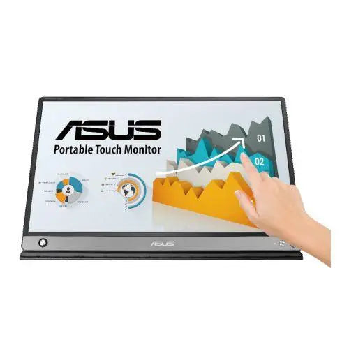 Asus 15.6" Portable IPS Touchscreen Monitor (ZenScreen MB16AMT), 1920 x 1080, USB-C (USB-A adapter), micro-HDMI, 7800mAh Battery, Auto-rotatable, Hybrid Signal, Smart Case Stand - X-Case