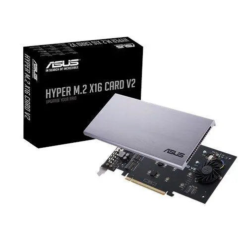 Asus Hyper M.2 x16 Card V2, Connect 4 x PCIe 3.0 M.2 SSDs through the PCIe x8 or x16 slot - X-Case