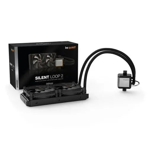 Be Quiet! Silent Loop 2 240mm ARGB Liquid CPU Cooler, Dampened & Adjustable Pump, 2 x 12cm Silent Wings 3 PWM Fans - X-Case
