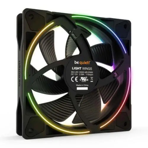 Be Quiet! (BL072) Light Wings 12cm PWM ARGB Case Fan, Rifle Bearing, 18 LEDs, Front & Rear Lighting, Up to 1700 RPM - X-Case