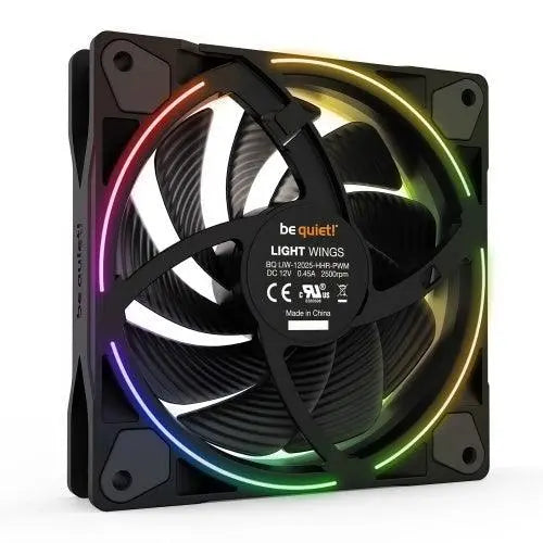 Be Quiet! (BL077) Light Wings 12cm PWM ARGB High Speed Case Fans x3, Rifle Bearing, 18 LEDs, Front & Rear Lighting, Up to 2500 RPM, ARGB Hub included - X-Case