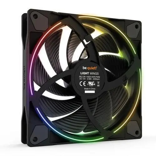 Be Quiet! (BL079) Light Wings 14cm PWM ARGB High Speed Case Fans x3, Rifle Bearing, 20 LEDs, Front & Rear Lighting, Up to 2200 RPM, ARGB Hub included - X-Case
