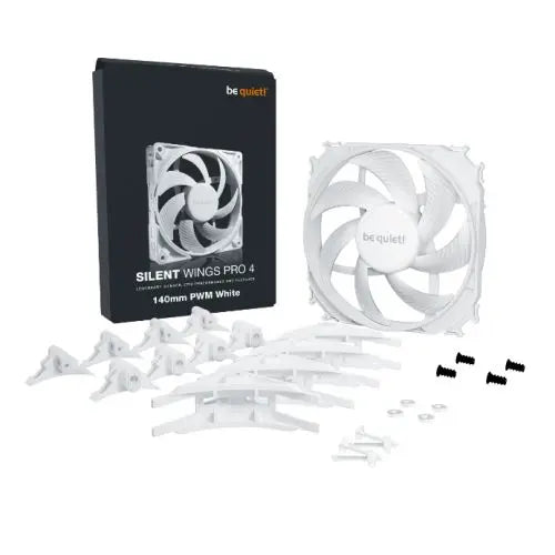Be Quiet! (BL119) Silent Wings Pro 4 14cm PWM Case Fan, White, Up to 2400 RPM, 3x Speed Switch, Fluid Dynamic Bearing
