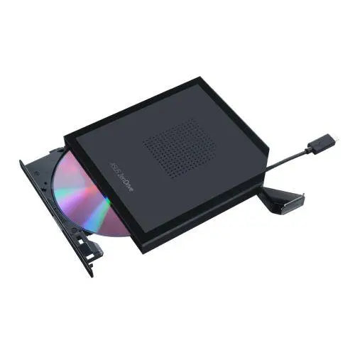 Asus (ZenDrive V1M) External Slimline DVD Re-Writer w/ Built-in Cable, USB-C, 8x, Encryption, M-Disc Support, Nero BackItUp, Black - X-Case