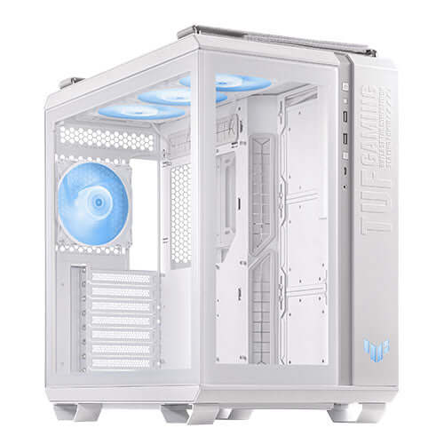 Asus TUF Gaming GT502 Plus Case w/ Front & Side Glass Windows, ATX, Dual Chamber, Modular Design, 4x ARGB Fans & Lighting Hub, USB-C, Carry Handles, White-0