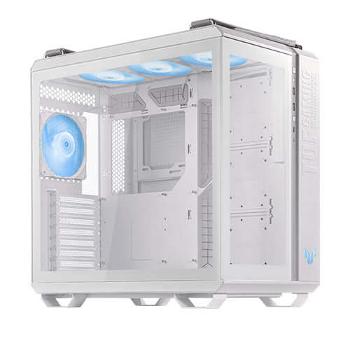 Asus TUF Gaming GT502 Plus Case w/ Front & Side Glass Windows, ATX, Dual Chamber, Modular Design, 4x ARGB Fans & Lighting Hub, USB-C, Carry Handles, White-1