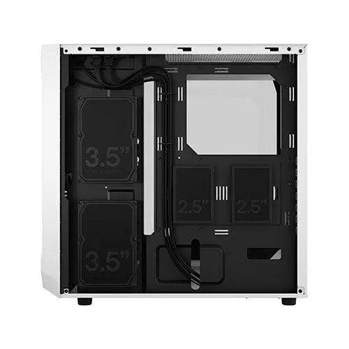 Fractal Design Focus 2 (White TG) Gaming Case w/ Clear Glass Window, ATX, 2 Fans, Mesh Front, Innovative Shroud System - X-Case