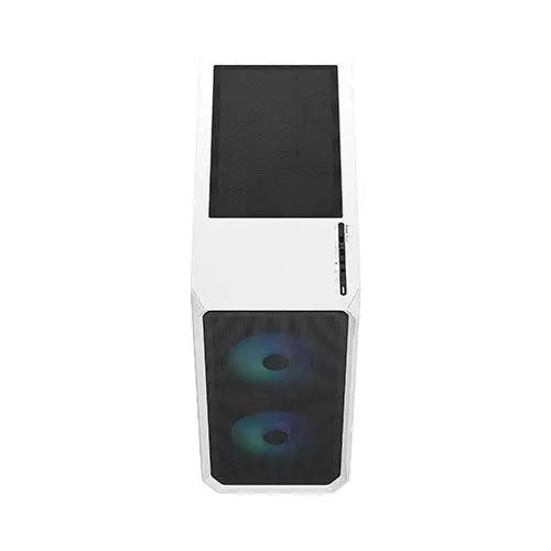 Fractal Design Focus 2 RGB (White TG) Gaming Case w/ Clear Glass Window, ATX, 2 RGB Fans, RGB controller, Mesh Front, Innovative Shroud System - X-Case