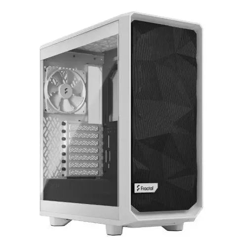 Fractal Design Meshify 2 Compact Lite (White TG) Gaming Case w/ Clear Glass Window, ATX, Angular Mesh Front, 3 Fans - X-Case