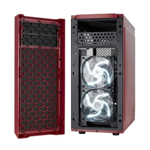 Fractal Design Focus G (Mystic Red) Gaming Case w/ Clear Window, ATX, 2 White LED Fans, Kensington Bracket, Filtered Front, Top & Base Air Intakes - X-Case