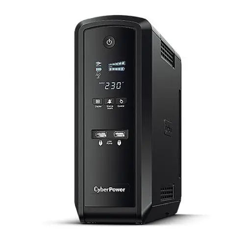 CyberPower PFC Sinewave 1300VA Line Interactive Tower UPS, 780W, LCD Display, 2x UK Plug, 4x IEC, AVR Energy Saving - X-Case