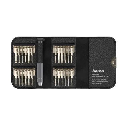Hama 24-in-1 Mini Screwdriver Set, Resilient Steel, Leather-Look Case - X-Case