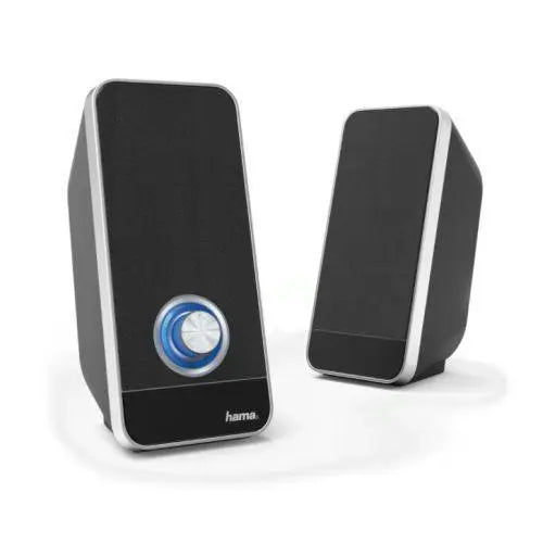 Hama Sonic LS-206 2.0 Speaker System, 3.5 mm Jack, USB-A for Power, Backlit Volume Control - X-Case