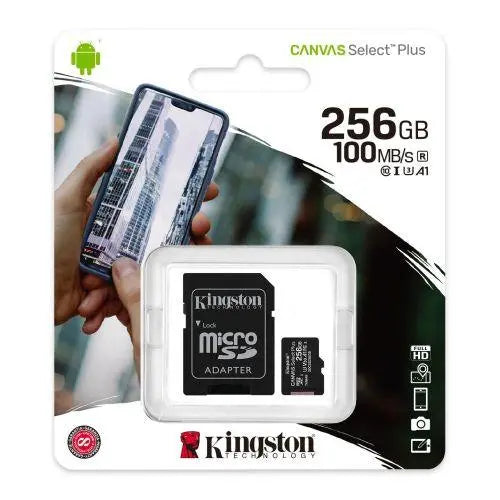 Kingston 256GB Canvas Select Plus Micro SDXC Card with SD Adapter, Class 10 with A1 App Performance - X-Case