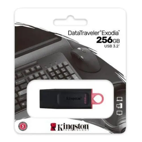 Kingston 256GB USB 3.2 Gen1 Memory Pen, DataTraveler Exodia, Cap, Key Ring - X-Case