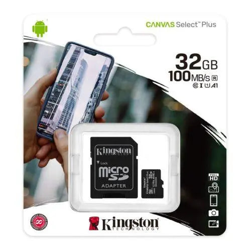 Kingston 32GB Canvas Select Plus Micro SD Card with SD Adapter, UHS-I Class 10 with A1 App Performance - X-Case
