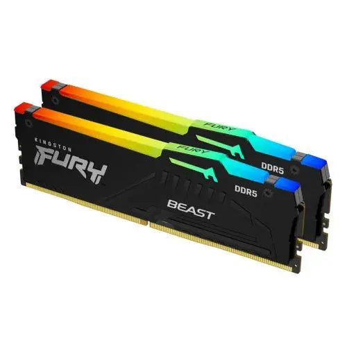 Kingston Fury Beast RGB 16GB Kit (2 x 8GB), DDR5, 6000MHz (PC5-48000), CL40, 1.35V, ECC, XMP 3.0, PMIC, DIMM Memory - X-Case