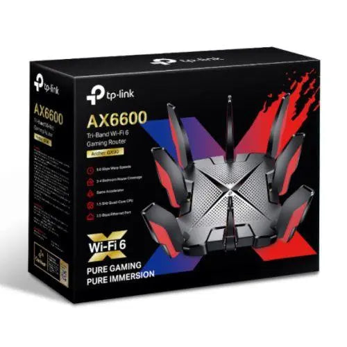 TP-LINK (Archer GX90) AX6600 Wireless Tri-Band Gaming Wi-Fi 6 Router, 5-Port, 2.5G WAN/LAN, Game Band, Game Accelerator, Quad-Core CPU - X-Case