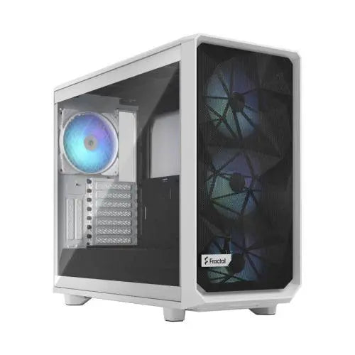 Fractal Design Meshify 2 RGB (White TG) Gaming Case w/ Light Clear Glass Window, E-ATX, Angular Mesh Front, 4 RGB Fans, Fan Hub, Detachable Front Filter, USB-C - X-Case