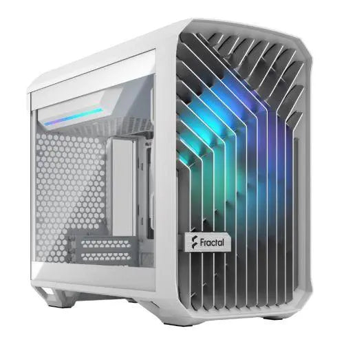 Fractal Design Torrent Nano (Light TG RGB White) Case w/ Light Tint Glass Window, Mini ITX, 1 RGB Fan, ATX PSU & 335mm GPU Support, 280mm Watercooling, RGB Strip, Front Grille, USB-C - X-Case