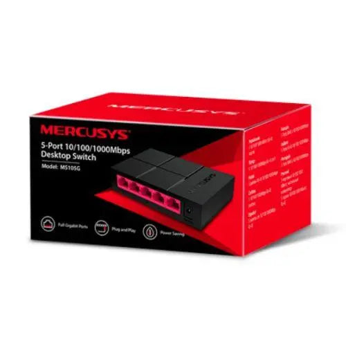 Mercusys (MS105G) 5-Port Gigabit Unmanaged Desktop Switch, Plastic Case - X-Case
