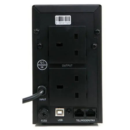 Powercool 650VA Smart UPS, 390W, LED Display, 2 x UK Plug, 2 x RJ45, USB - X-Case