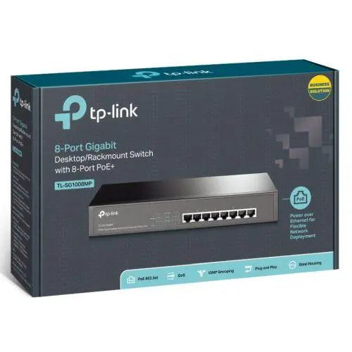 TP-LINK (TL-SG1008MP) 8-Port Gigabit Unmanaged Desktop/Rackmount Switch, 8-Port PoE+, Metal - X-Case