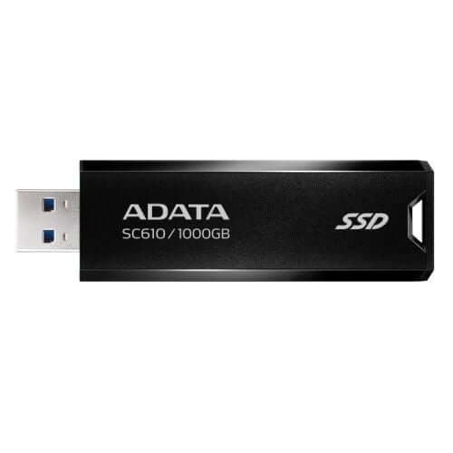 Adata SC610 1TB Pocket Size External SSD, USB 3.2 Gen2 Type-A, Capless Retractable Design, Key Ring-0