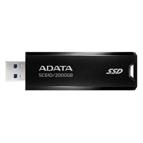 Adata SC610 2TB Pocket Size External SSD, USB 3.2 Gen2 Type-A, Capless Retractable Design, Key Ring-0