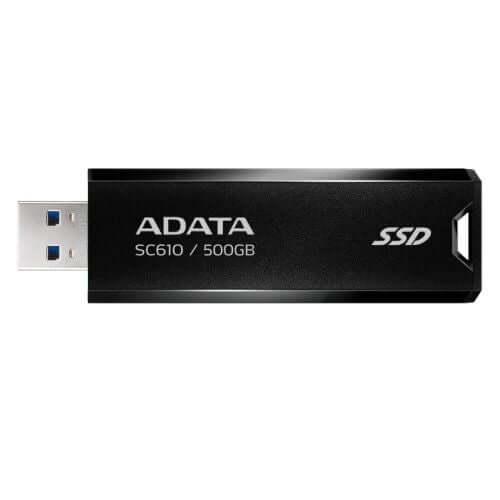 Adata SC610 500GB Pocket Size External SSD, USB 3.2 Gen2 Type-A, Capless Retractable Design, Key Ring-0