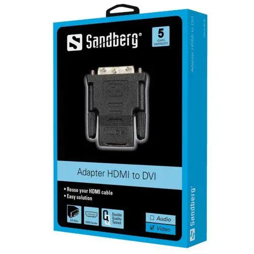 Sandberg DVI-D Male to HDMI Female Converter Dongle, 5 Year Warranty - X-Case