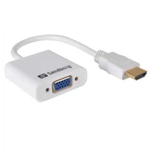 Sandberg HDMI Male to VGA Female Converter Cable, 25cm, White, 5 Year Warranty - X-Case