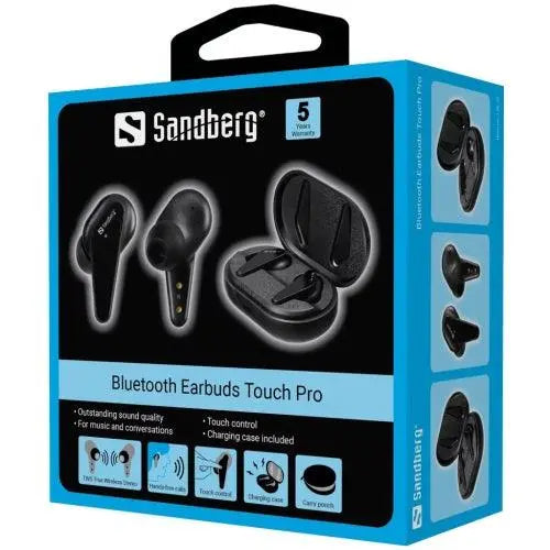 Sandberg Touch Pro Bluetooth Earbuds with Microphone, Touch Control, Charging Case & Carry Case Included, 5 Year Warranty - X-Case