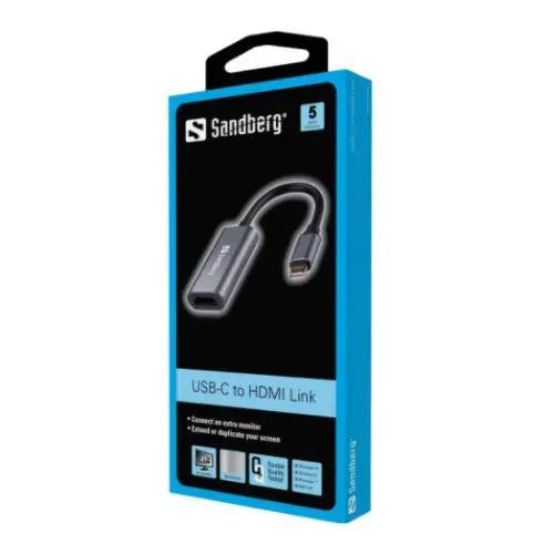 Sandberg USB-C Male to HDMI Female Converter, Aluminium Case, 5 Year Warranty - X-Case