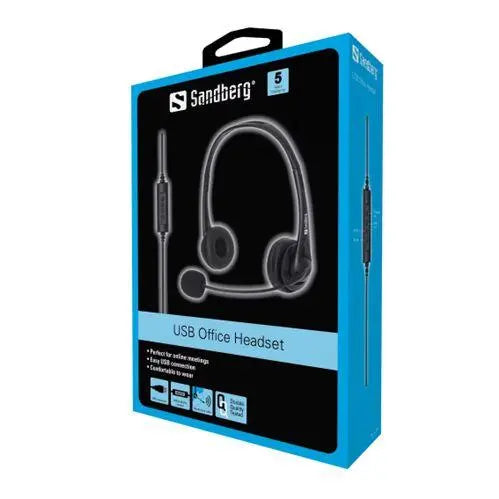 Sandberg (126-12) Office Headset with Boom Microphone, USB, In-Line Controls, 5 Year Warranty - X-Case