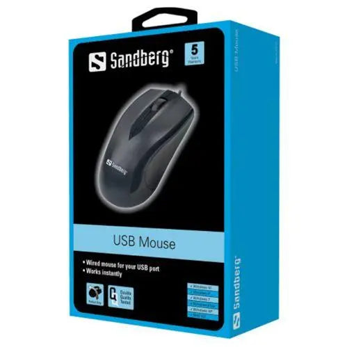 Sandberg (631-01) USB Mouse, 1200 DPI, 3 Buttons, Black, 5 Year Warranty - X-Case