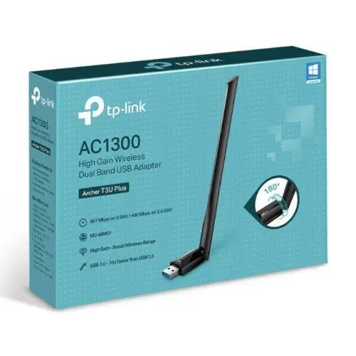TP-LINK (Archer T3U Plus) AC1300 (867+400) High Gain Wireless Dual Band USB Adapter, USB 3.0, MU-MIMO - X-Case