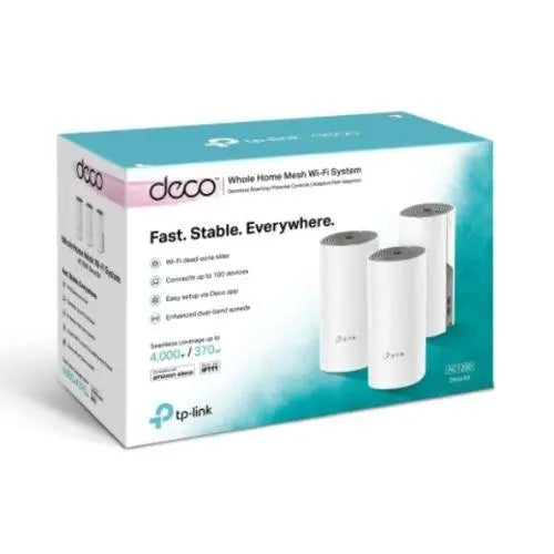 TP-LINK (DECO E4) Whole-Home Mesh Wi-Fi System, 3 Pack, Dual Band AC1200, 2 x LAN on each Unit - X-Case