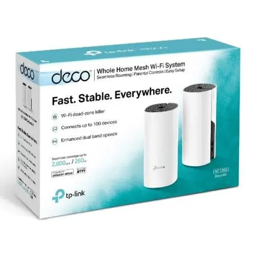 TP-LINK (DECO M4) Whole-Home Mesh Wi-Fi System, 2 Pack, Dual Band AC1200, MU-MIMO, 2 x LAN on each Unit - X-Case