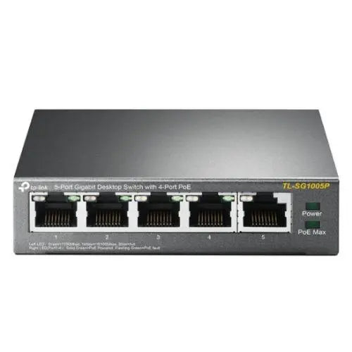 TP-LINK  (TL-SG1005P)  5-Port Gigabit Unmanaged Desktop Switch, 4 Port PoE, Steel Case - X-Case