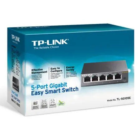 TP-LINK (TL-SG105E) 5-Port Gigabit Easy Smart Switch, Steel Case - X-Case