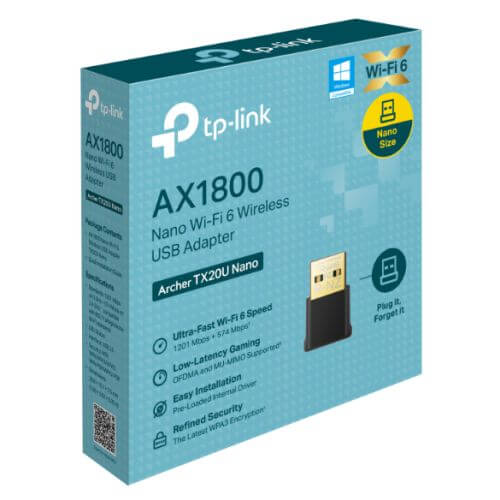 TP-LINK (Archer TX20U Nano) AX1800 Dual Band Wi-Fi 6 Wireless USB Adapter, USB 2.0, MU-MIMO, OFDMA-1