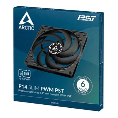 Arctic P14 14cm Pressure Optimised Slim PWM PST Fan w/ integrated Y-cable, Black, Fluid Dynamic, 150-1800 RPM - X-Case