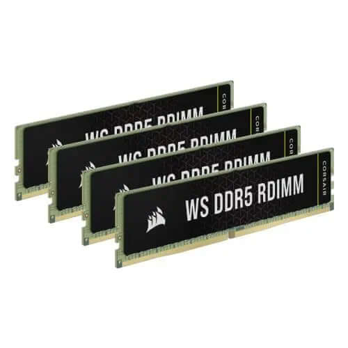 Corsair WS 64GB Kit (4 x 16GB), DDR5, 5600MT/s, CL40, 1.25V, Overclockable, ECC, AMD EXPO & Intel XMP, RDIMM Workstation Memory