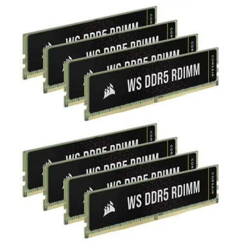 Corsair WS 128GB Kit (8 x 16GB), DDR5, 5600MT/s, CL40, 1.25V, Overclockable, ECC, Intel XMP, RDIMM Workstation Memory