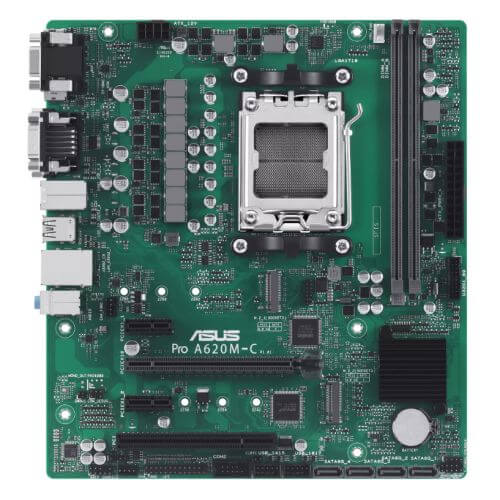 Asus PRO A620M-C-CSM - Corporate Stable Model, AMD A620, AM5, Micro ATX, 2 DDR5, VGA, HDMI, DP, GB LAN, PCIe4, 2x M.2-0