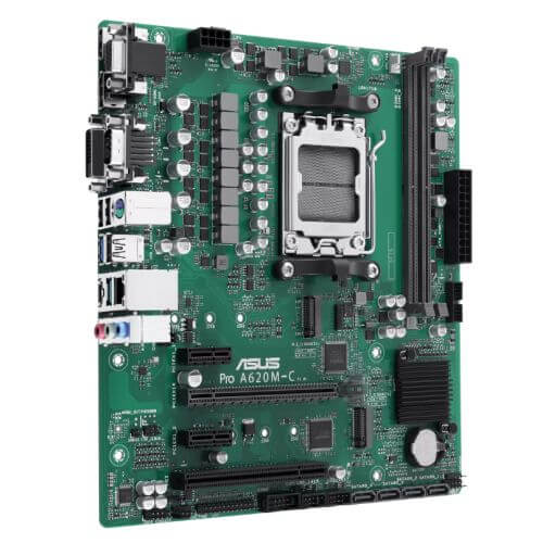 Asus PRO A620M-C-CSM - Corporate Stable Model, AMD A620, AM5, Micro ATX, 2 DDR5, VGA, HDMI, DP, GB LAN, PCIe4, 2x M.2-1