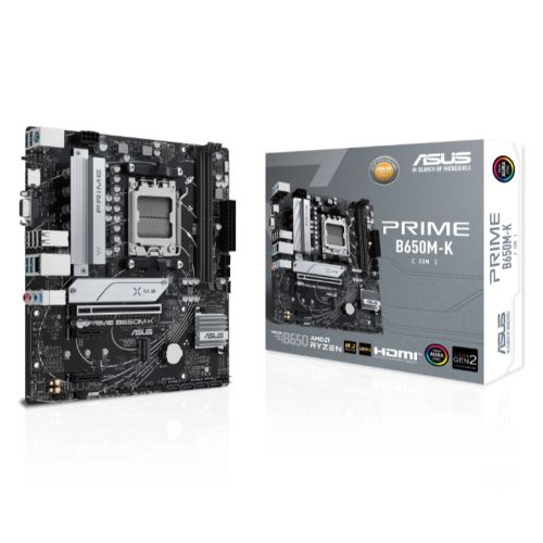 Asus PRIME B650M-K, AMD B650, AM5, Micro ATX, 2 DDR5, VGA, HDMI, 2.5G LAN, PCIe4, 2x M.2-4