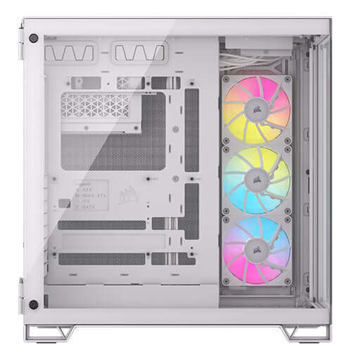 Corsair 6500X RGB iCUE Link Dual Chamber Gaming Case w/ Glass Side & Front, ATX, 3x RGB Fans, Mesh Panels, USB-C, Asus BTF Compatible, White-3